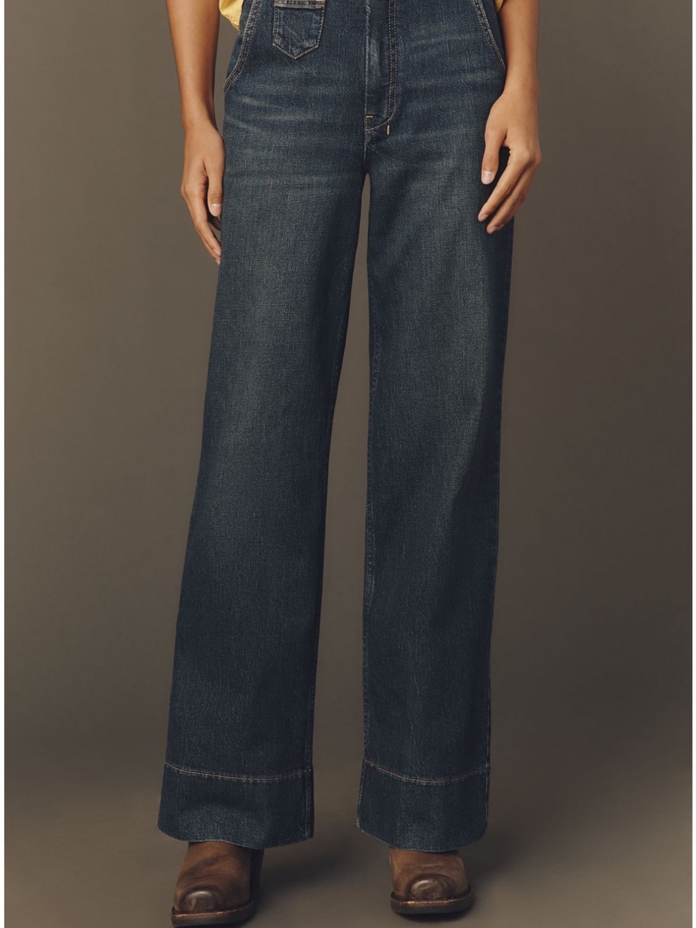 Pilcro Wide-Leg Jeans in Dark Indigo